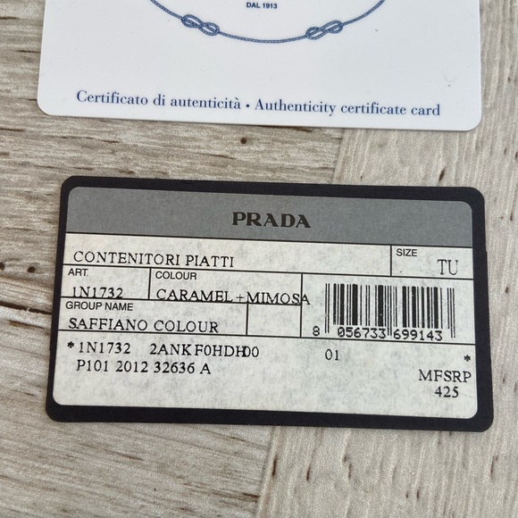 PRADA CARAMEL/MIMOSA LEATHER WRISTLET - Picture 9 of 9